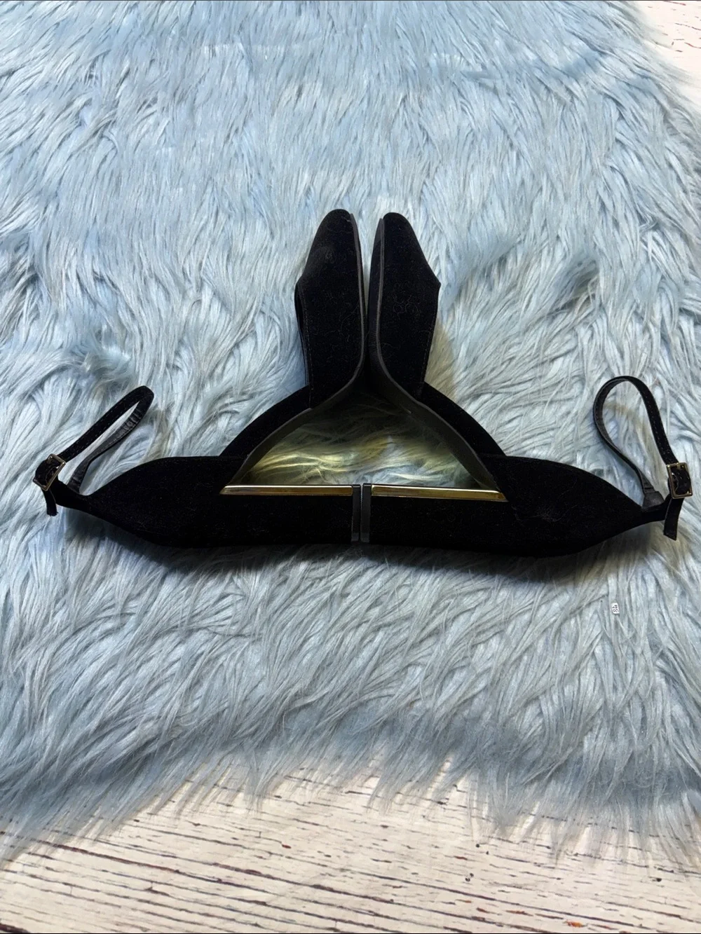 Lulu's Black Suede Ankle-Strap Block Heels sz 6.5